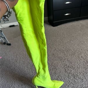 Thigh high green boots!